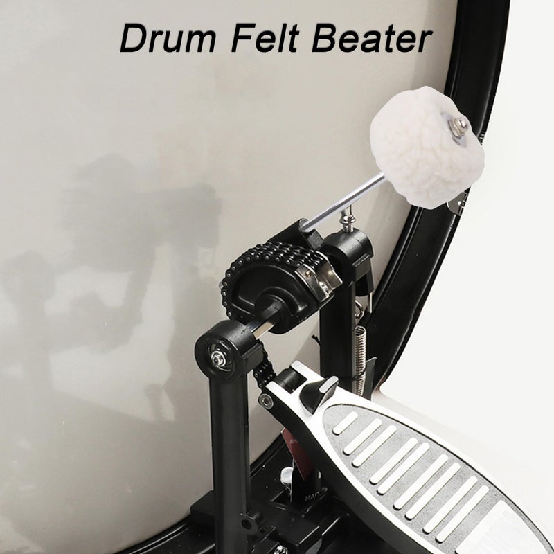 lovermusic Lovermusic 19.4x0.6cm Stainless Steel Shaft Bass Kick Drum Beater White Felt Pedal Beater Head Drum Instrument Accessories - Image 2